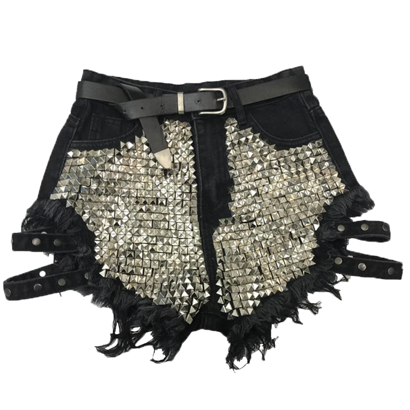 Rebite denim shorts 2019 verão primavera feminina