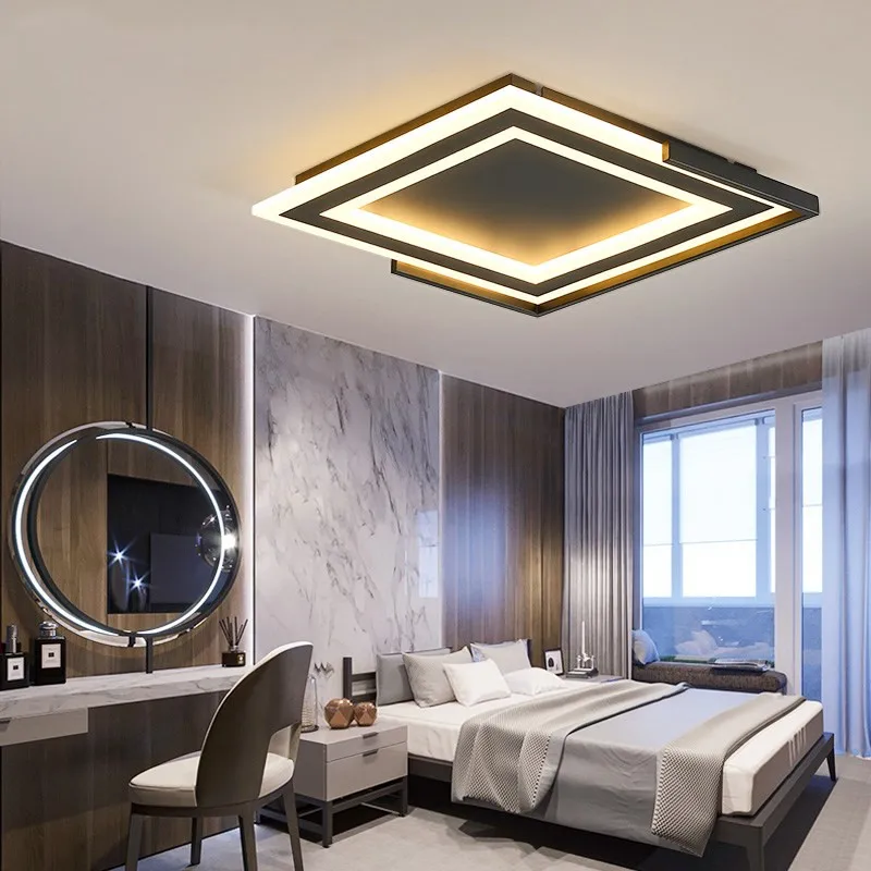 

Modern Led Ceiling Light Metal Ceiling Lamps for Bed Room Dining Room Square Surface Mounted Led Lights Black lampara Techo