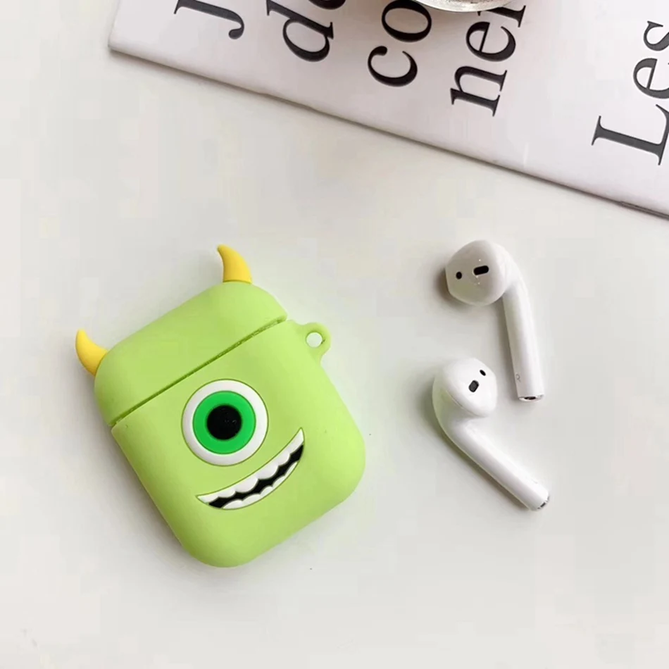 Чехол для AirPods с мультяшным рисунком, чехол для наушников для Apple Airpods 2, чехол для зарядки, защитные аксессуары, крючок карабина