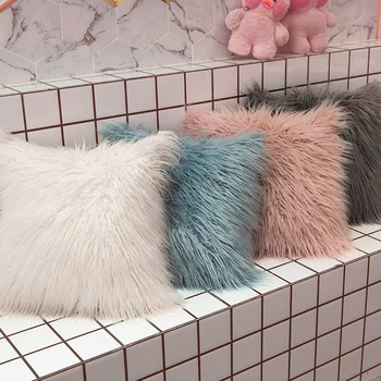 

45x45/50x50/60x60cm solid color curved imitation wool cushion cover plush pillowcase long fur thow pillow cover home decor