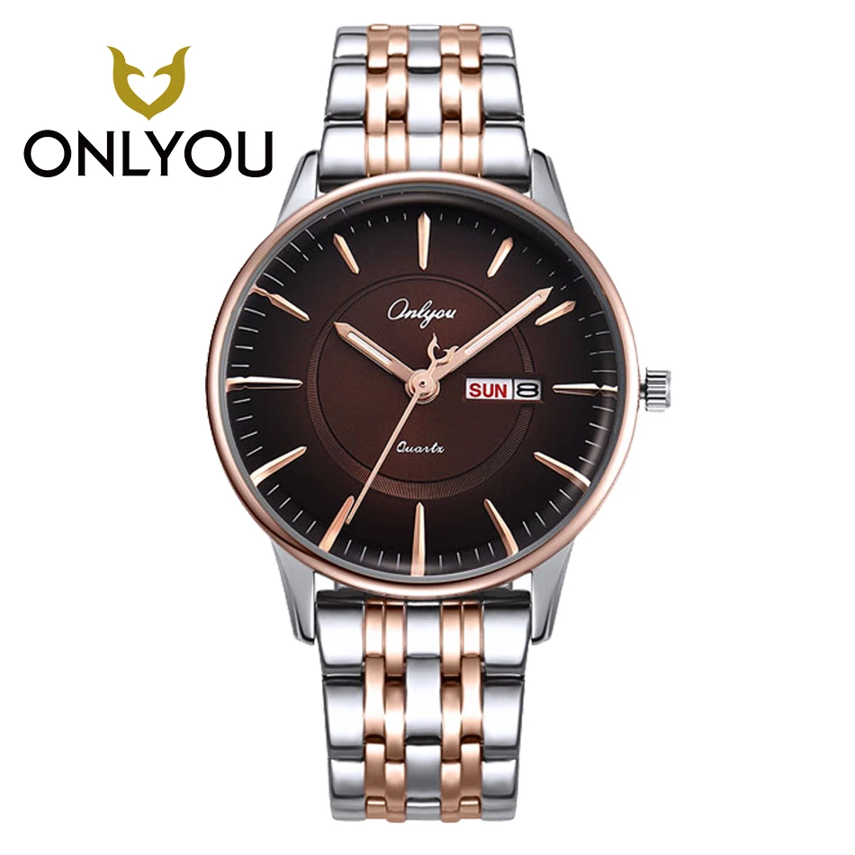 

ONLYOU Watch Women Leisure Fashion Lover Watch Week Display Wristwatch Men Waterproof Quartz Watches Relojes mujer Men Male