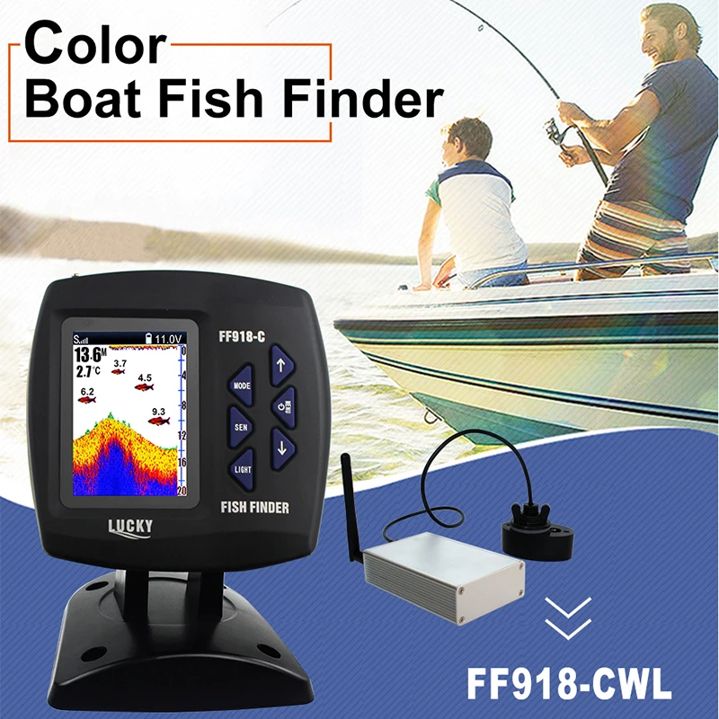محظوظ FF918-CWLS القوارب صياد السمك 300 متر/980ft لاسلكي نطاق التشغيل الصيد عن بعد التحكم Fishfinder # C7
