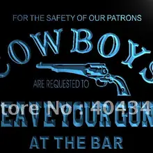 LB783-Cowboys Leave guns Бар Пиво светодиодный неоновый свет знак