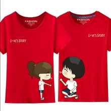 Милая футболка с рисунком; одежда для влюбленных; Забавные футболки с круглым вырезом и короткими рукавами для мужчин и женщин; парные наряды в Корейском стиле; Poleras Mujer