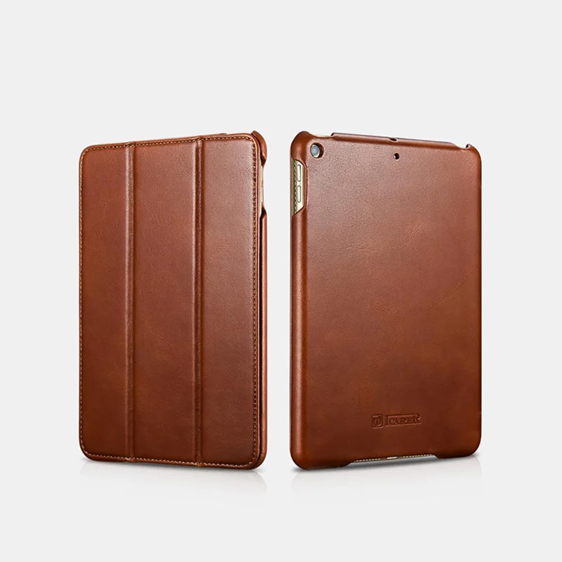 

For iPad Mini5 Genuine Leather Flip Business Tablet Cover Case For iPad Mini 5 Natural Cowhide Cow Skin Kickstand icarer Brand