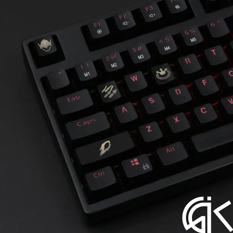 4 шт./компл. keysets подсветка OW ключ Шапки из АБС-пластика с гравировкой клавиши блеск-через для патруля gamer механическая клавиатура ANSI черный