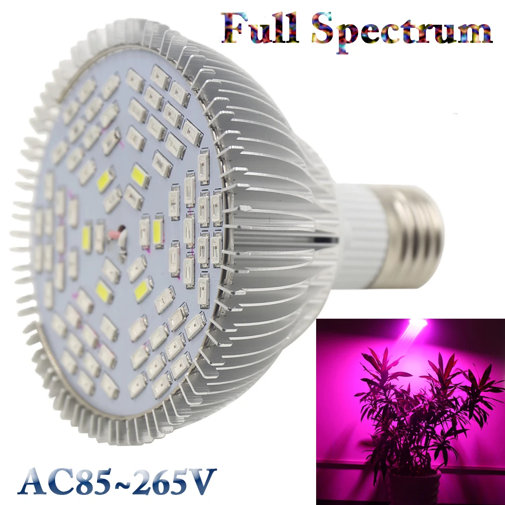 30 Вт/50 Вт/80 Вт Светодиодный светильник для выращивания, полный спектр УФ+ IR E27, светильник для выращивания растений и гидропоники, светодиодный светильник AC85~ 265 в
