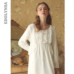 Викторианский драпированные ночная рубашка Винтаж Ночная одежда для женщин одежда ночная рубашка платье домашнее белое принцессы ночная