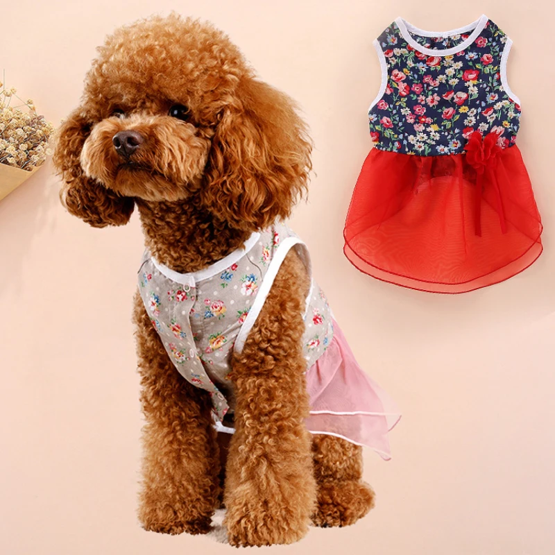Cute Dog Dress Vest Dresses Summer Dog Clothes Pet Clothing Princess