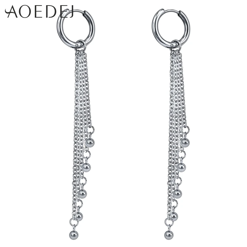 

AOEDEJ Long Tassel Hoop Earrings for Women Men brincos Round Earrings Fashion Jewelry pendientes Drop boucle d'oreille femme