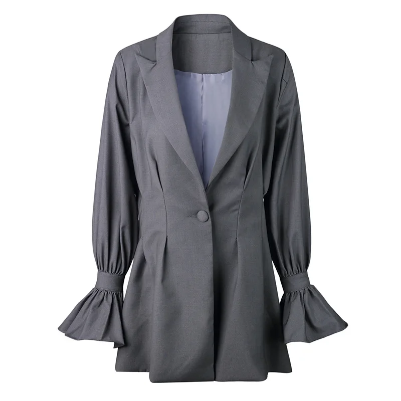 Spring 2019 Coat New Style Hot Style Popular Logo Bell Sleeve Waist Slimming Suit Trend Women Jackets and Coats Suit Women Spring 2019 Coat New Style Hot Style Popular Logo Bell Sleeve Waist Slimming Suit Trend Women Jackets and Coats Suit Women