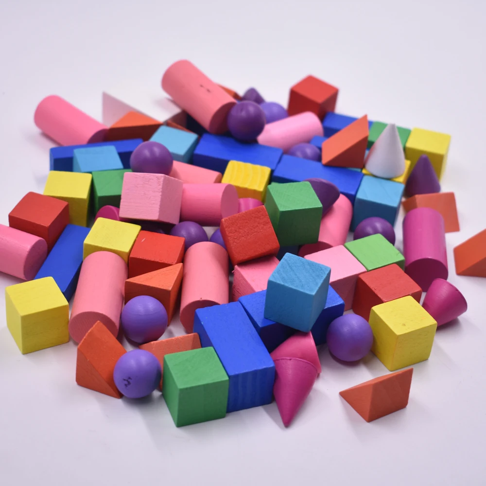 70 шт./компл. новые цвета деревянные искусственные 3d формы Монтессори Обучающие