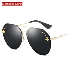 Стильные винтажные пилот маленькие солнцезащитные очки Украшенные пчелами женские Роскошные Брендовые женские оттенки ключ Ретро пилот розовые Солнцезащитные очки женские