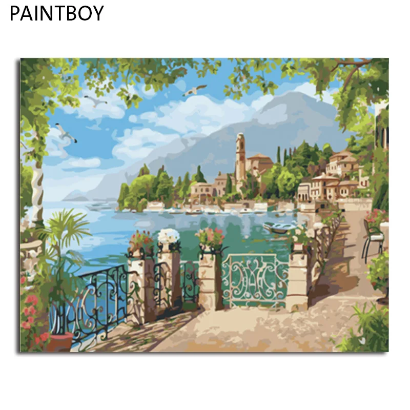

PAINTBOY Framed Pictures Painting By Numbers Landscape Handwork Canvas Oil Painting Home Decor For Living Room