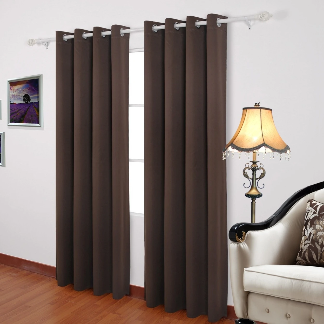Dasein Room Darkening Solid Window Treatment Thermal Insulated Blackout Grommet Microfiber Woven Blackout Curtain, Set of 2 Panels (3)