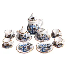 Новое поступление кукольный домик Миниатюрный 1: 12 игрушечный кухонный столовый 17 шт. чайный сервиз Porcelaine маленький цветочный