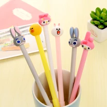 10 шт./лот милые Мультяшные животные канцелярские принадлежности для творчества ручка кролик ручка принадлежности для учебы Южная Корея черная ручка