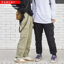 Мужские брюки-карго, комбинезоны больших размеров в стиле хип-хоп Харадзюку сафари, Японская уличная одежда, мужские хлопковые брюки-карго с несколькими карманами
