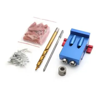

Aluminum Mini Pocket Hole Jig Kit 3/8" 9.5mm Twist Step Drill Bits Screwdriver Bits Pocket Screws for Woodworking Drill Guide