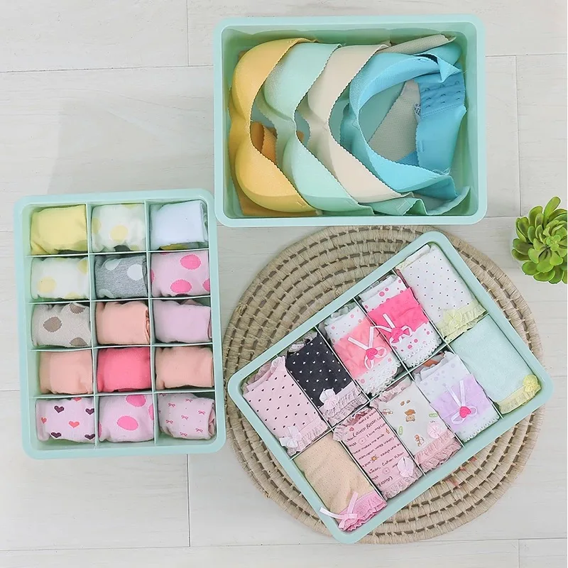3pcs/set underwear clothes storage box with lid plastic organizer drawer container