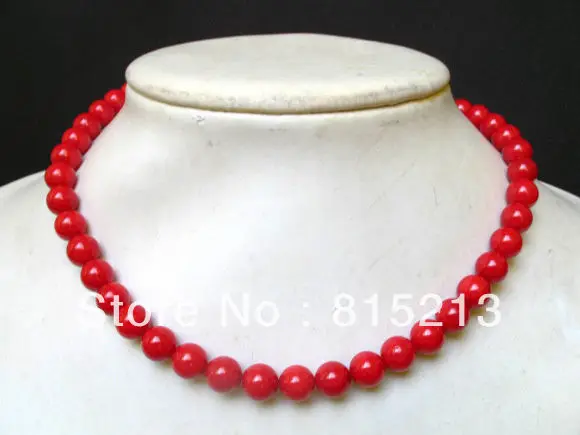 

ddh0086 necklace red coral 8mm round beads A+ 28% Discount
