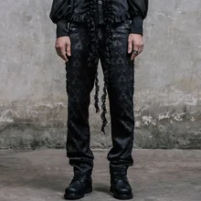 Devil модные готические викторианские черные шелковые брюки мужские брюки с высокой талией стимпанк модные брюки с вышивкой