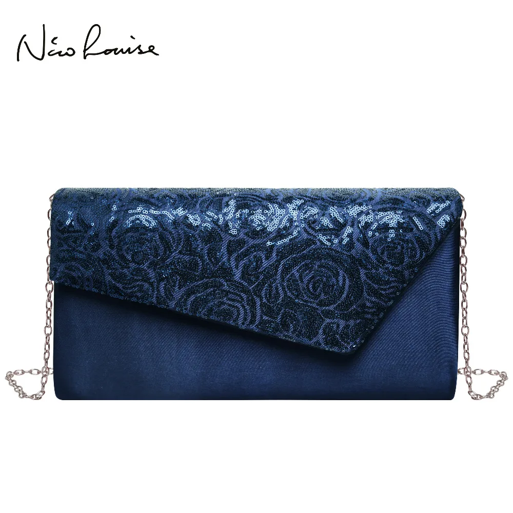 

2019 Women Fashion Evening Bag Sequined Flower Designer Clutch Bag Elegant Envelop Shoulder Bags Female Party For Ladies Bolsos