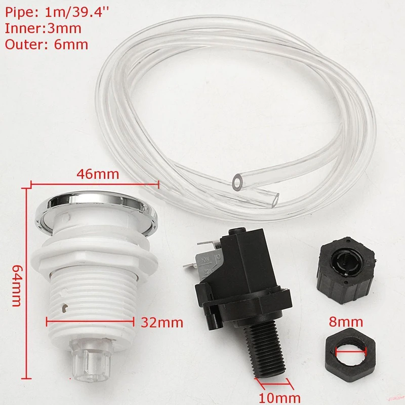 

1Set On Off Push Air Button Switch Bath Spa Tubing Kit 16A Air Buttons Whirlpool Jet Tool Bathroom Accessories