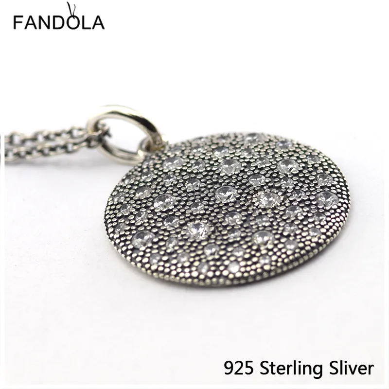 

Authentic 925 Sterling Silver Openwork Round Pendant Necklace Clear CZ Fits for Original Necklace For Women Gift Lover