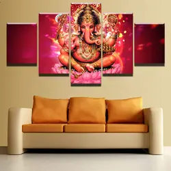 Настенное искусство Современное полотно голова слона Бог картина 5 шт. индийский Тибетский Ганеш живопись плакат домашний декор для
