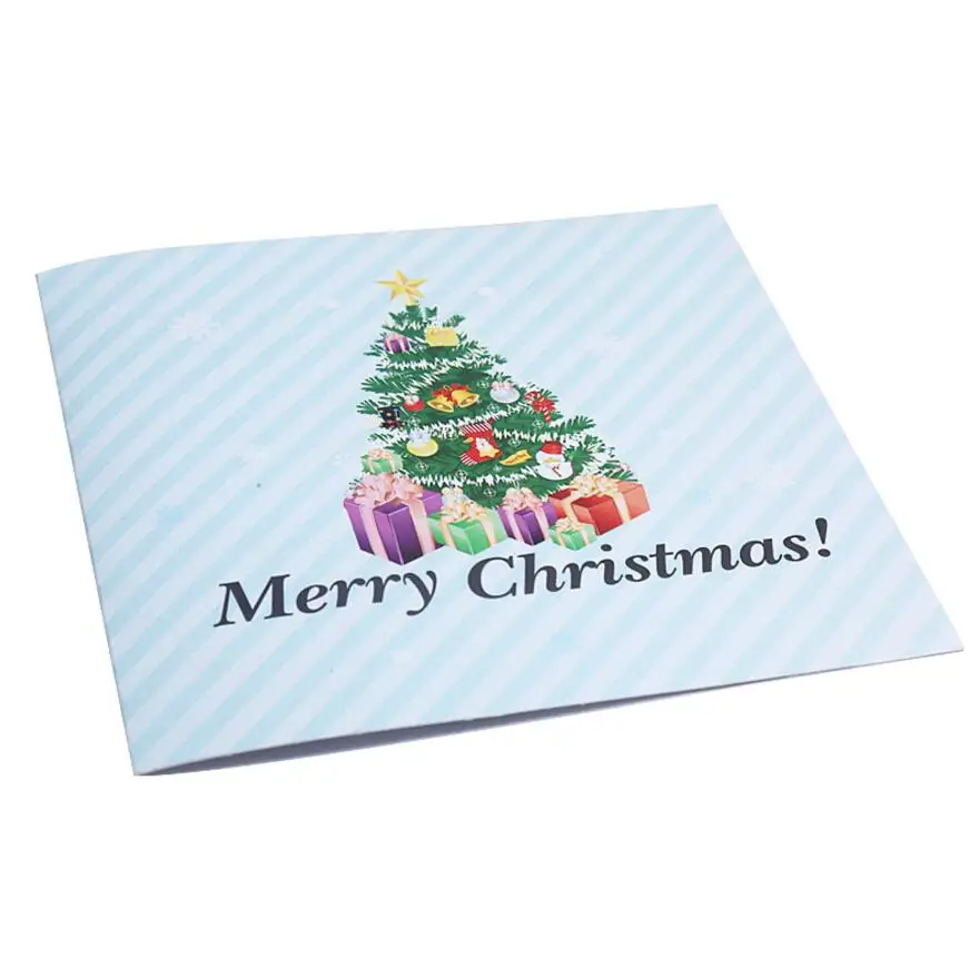  10pcs Colour Printed Christmas Tree Origami 3D Pop UP Greeting Cards Invitation Postcard For Birthd - 32838500288