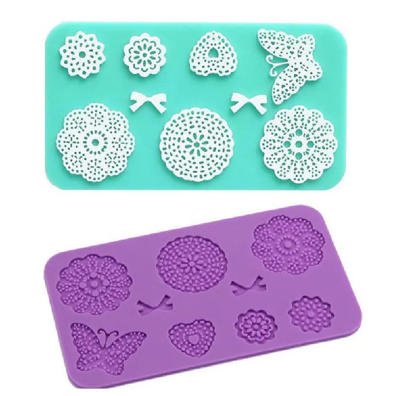 

Silicone Lace Mold Cake Decoration Fondant Baking DIY Tool Flower Butterfly Bow-Knot Fondant Mold silicone Lace Cake Mold Mat