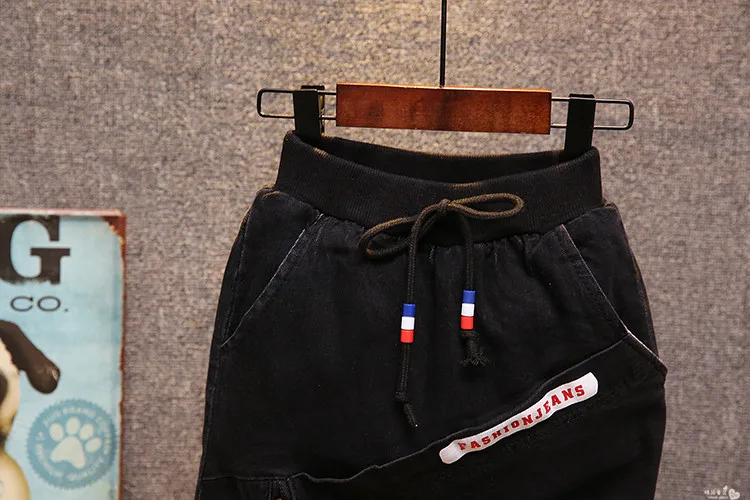 Зимние брюки Харун для мальчиков; черные и бархатные джинсы