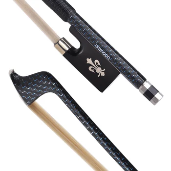 

ammoon 4/4 Violin Bow Fiddle Bow Well Balanced Braided Carbon Fiber Round Stick Exquisite Horsehair Ebony Frog