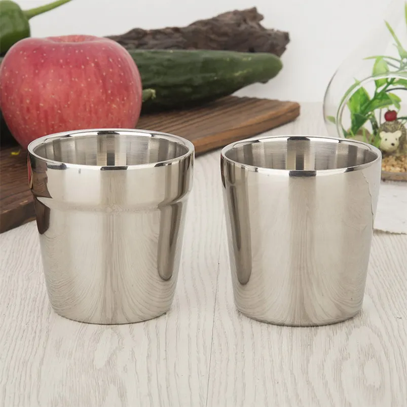 

180ml Coffee Mugs Double Layer Tea Cup Wine Cup Scald-proof Tea Mug Stainless Steel Cup Drinkware Kitchen Tools S2017533