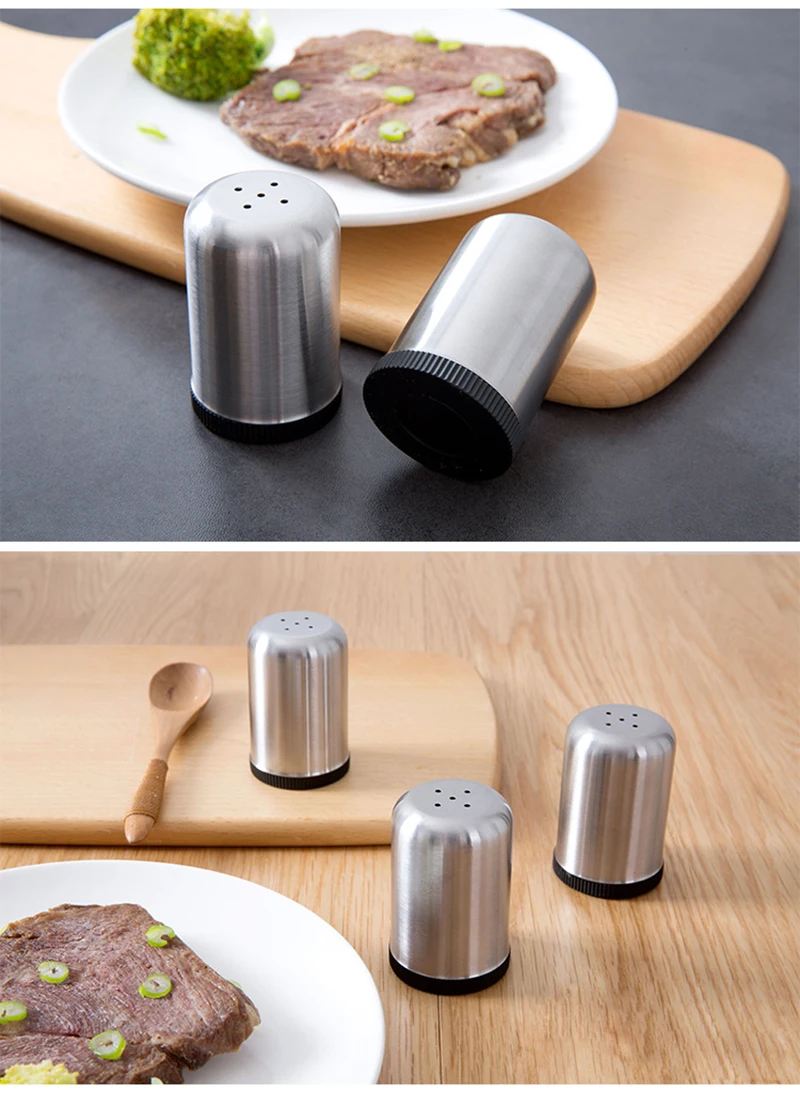 TUUTH Stainless Steel Condiment Container Sugar Salt Pepper Flour Cumin Seasoning Bottle Kitchen Herb Spice Tools B7