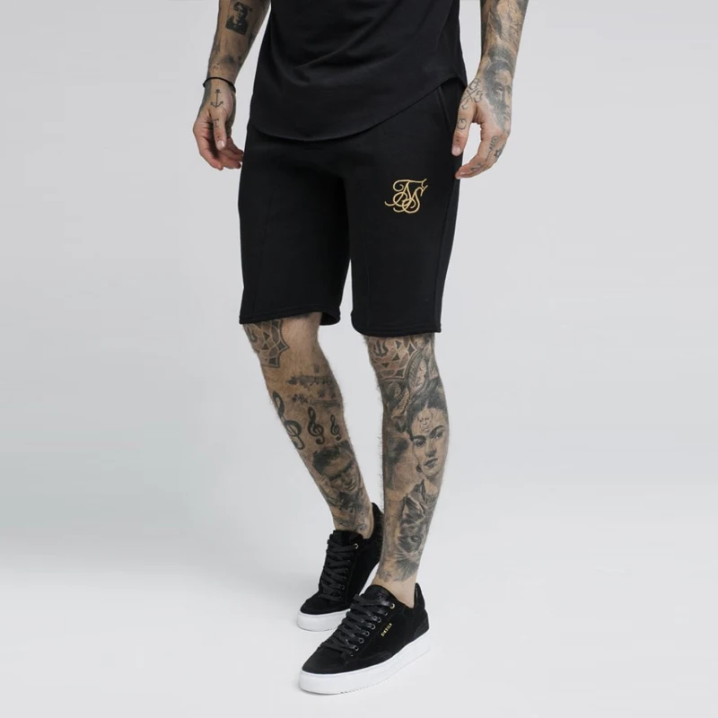 Summer Men's Brand Shorts Sik Silk Embroidery Fitness Bodybuilding Casual Shorts Training Sports Shorts Men High Quality Cotton
