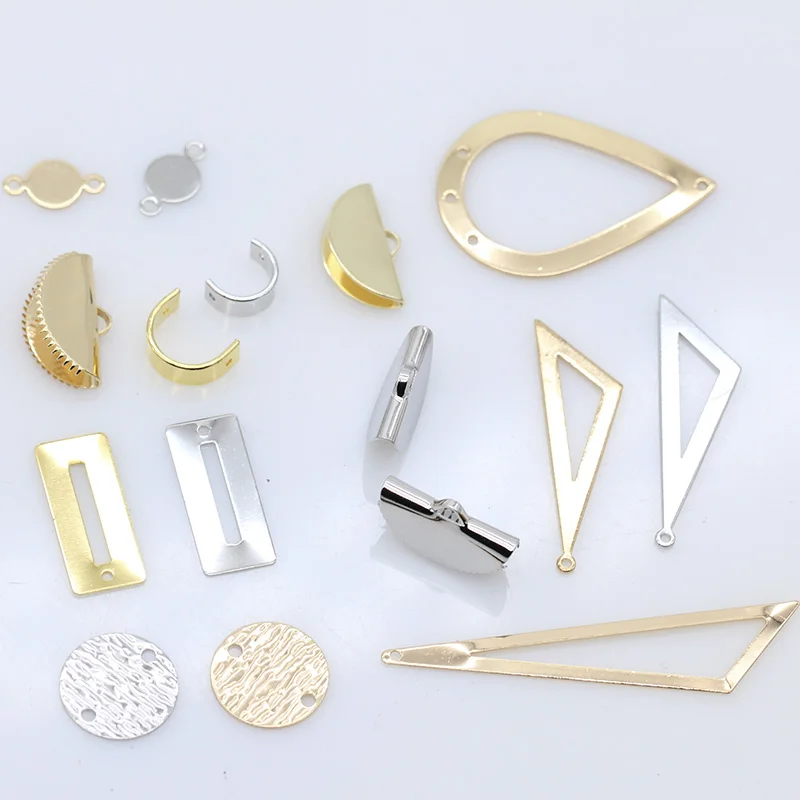 

10p silver gold plated Copper Metal Beads with Hole Geometric Pendants Connectors Handmade Earring jewelry findings varis styles