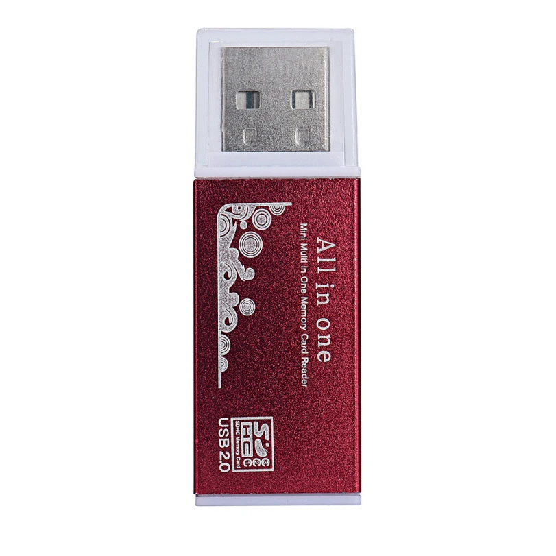 

Red 50 x 18 x 11 mm USB 2.0 All In 1 Multi Memory Adapter Card Reader For SD MMC For Computer Laptop 1 pc C0608