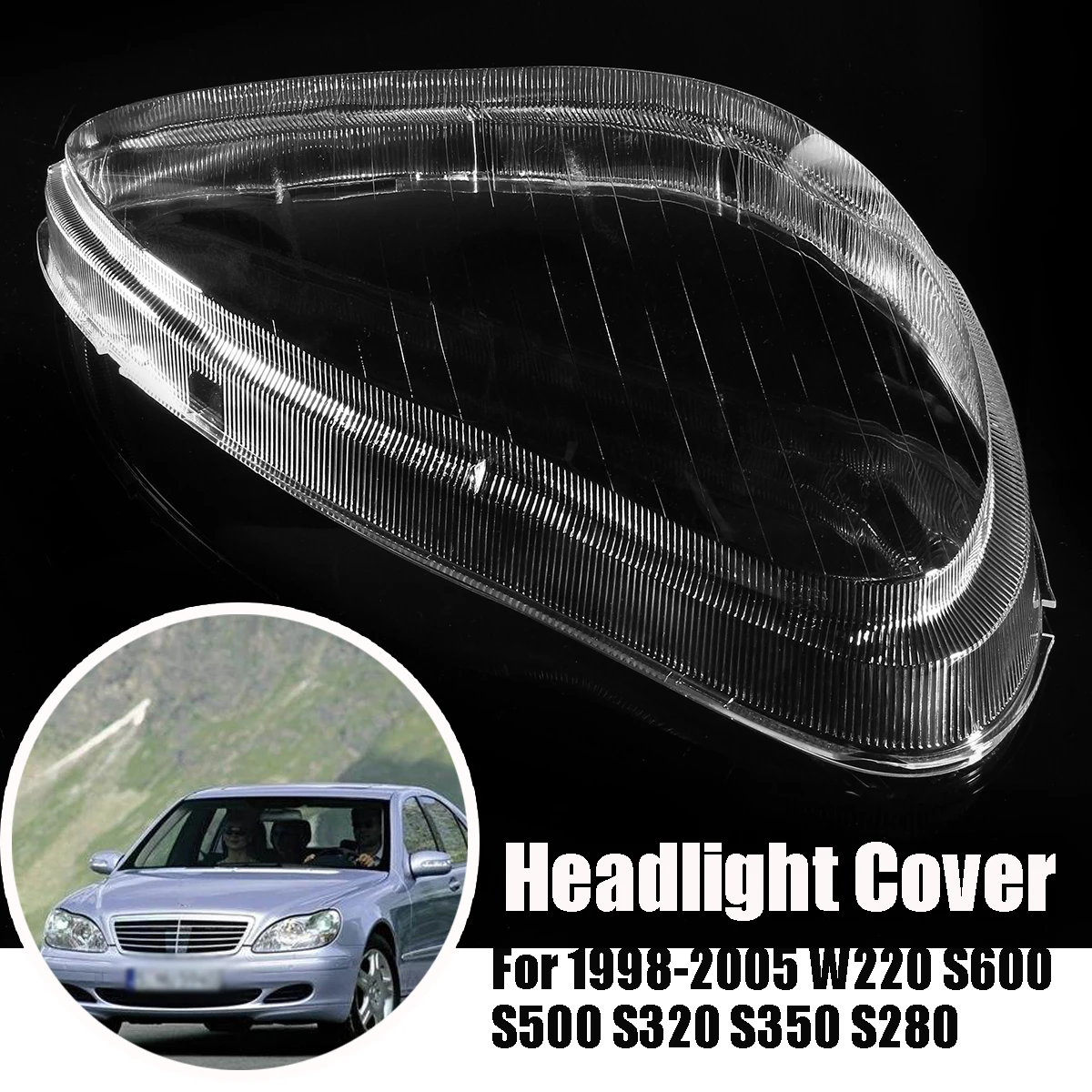 

Car Headlight Fog Light Lens Clear Lens Headlamp Cover Headlight Protective for Benz W220 S600 S500 S320 S350 S280 1998-2005