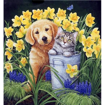 

DIY Diamond Painting Cross Stitch The Cup Of Animals Dog Mouse Cat Needlework Full Rhinestone Mosaic Diamond Embroidery Teapot