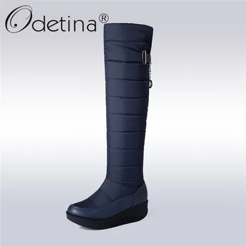 

Odetina New Womens Knee High Snow Boots Waterproof Thick Fur Down Warm Winter Boots Platform Non-slip Casual Shoes Big Size 44