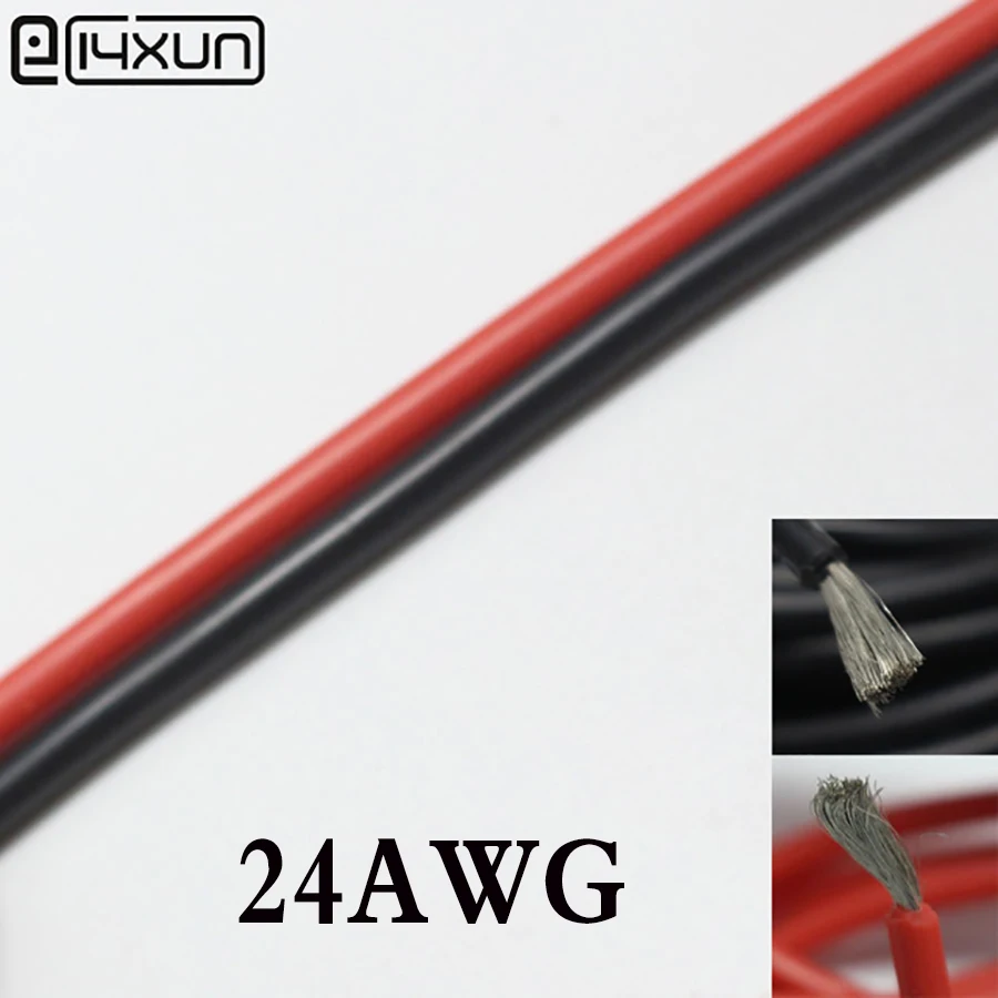 

3m Red+ 3m Black Silicone Rubber Wire 24AWG 1.6mm2 Insulated Cable Flexible Soft for LED Lighting Strip Extension Electronic DIY