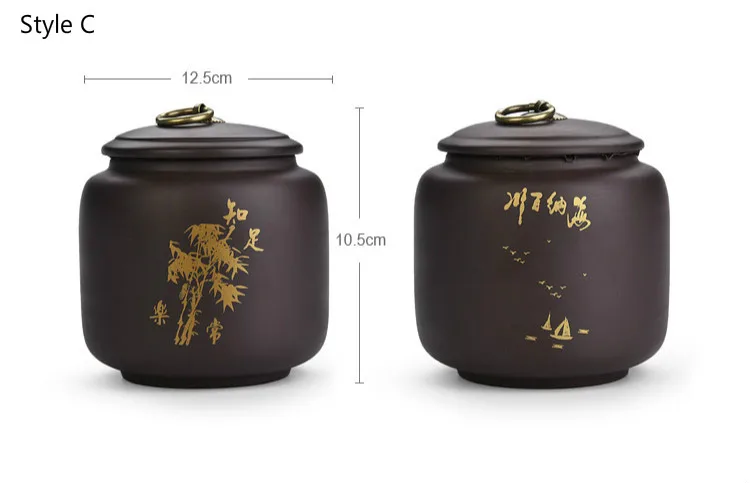 Китайский чай кунг-фу Caddies канистра керамический фиолетовый; песок чайные принадлежности банка для чая банки коробка для дома или офиса чайная посуда A