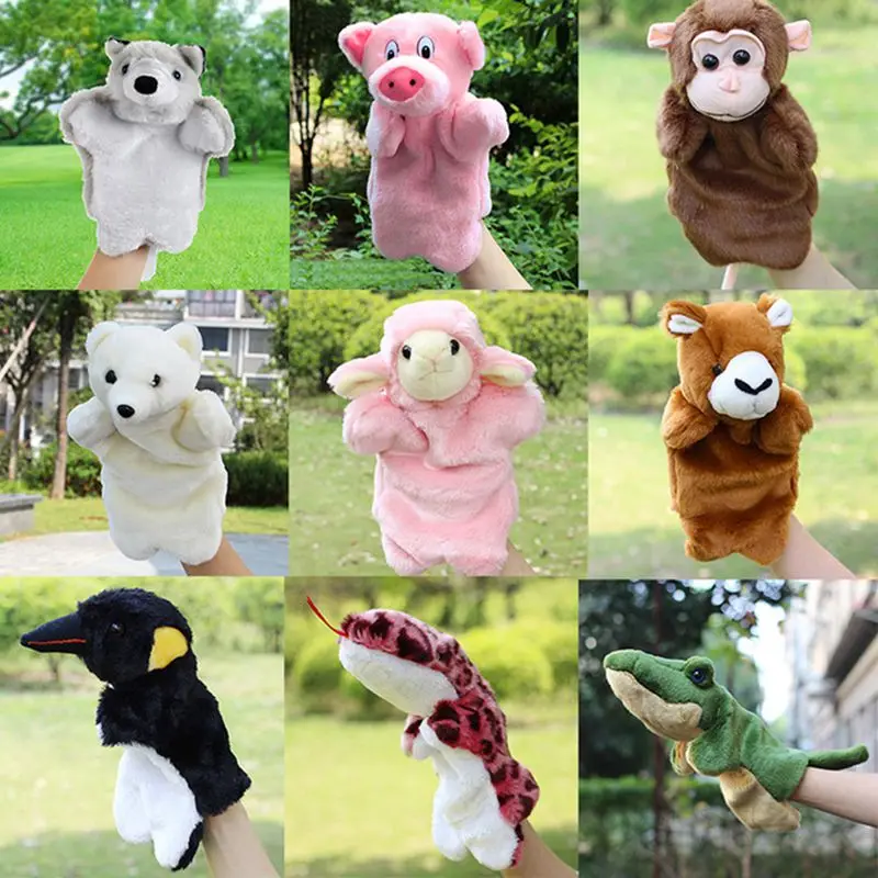 

20 Kinds Lovely Animals Kids Plush Doll Hand Puppets Childhood Animals Shape Story Tell Pretend Playing Dolls Toys for Children