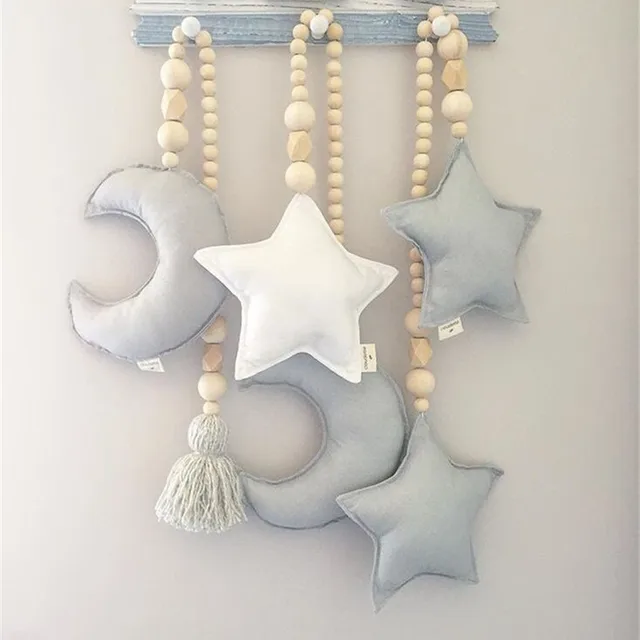 Wooden Bead And Moon Star Nursery Canopy Tent Decorations Wooden Bead And Moon Star Nursery Canopy Tent Decorations Mobile Baby Design Crib