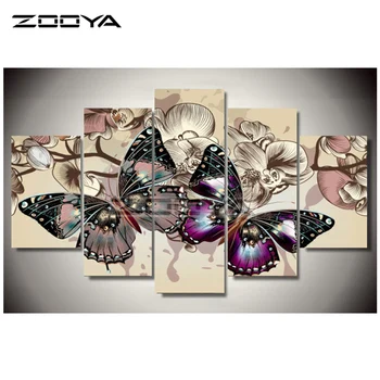 

ZOOYA 5D DIY Diamond Embroidery y Butterfly Flower 5 pcs Diamond Painting Cross Stitch Square Rhinestone Mosaic Decoration BK715