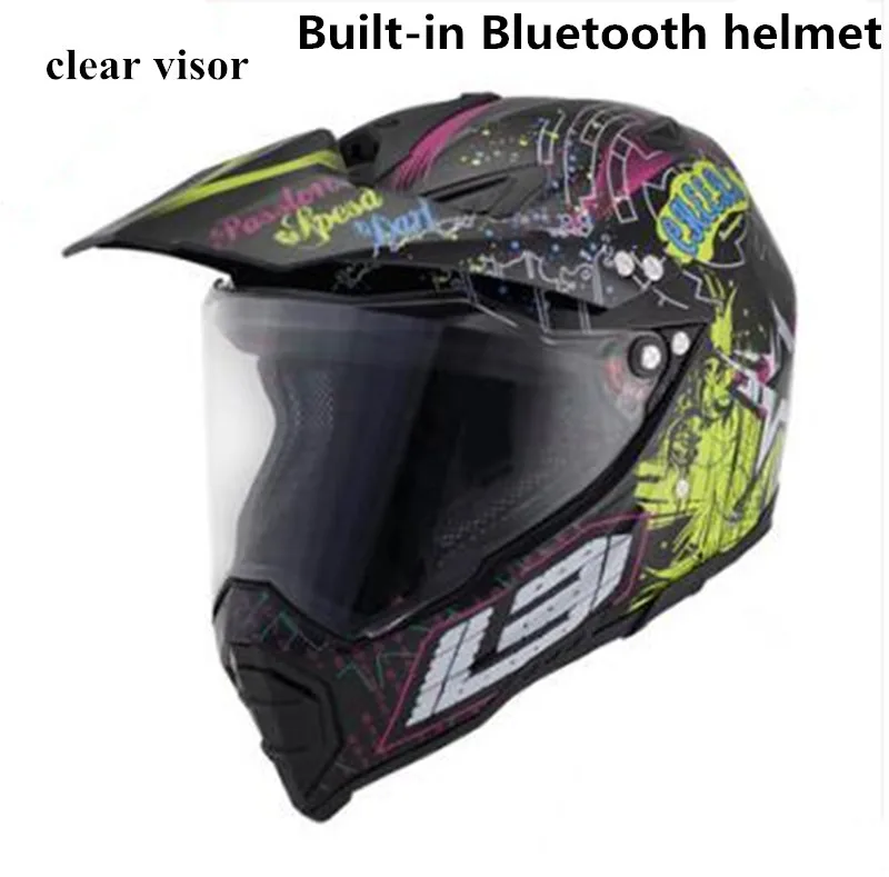 Motorcycle Bluetooth Helmets Full Face Helmet,Built-in Integrated Intercom Communication System FM radio,L size,Matte Black - Color: bluetooth helmet