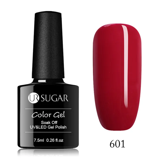 Ur Sugar 7,5 мл Гель-лак розовый красный цвет дизайн ногтей маникюр Гибридный верниш Полупостоянный УФ-гель Краска Лак для ногтей - Цвет: 601