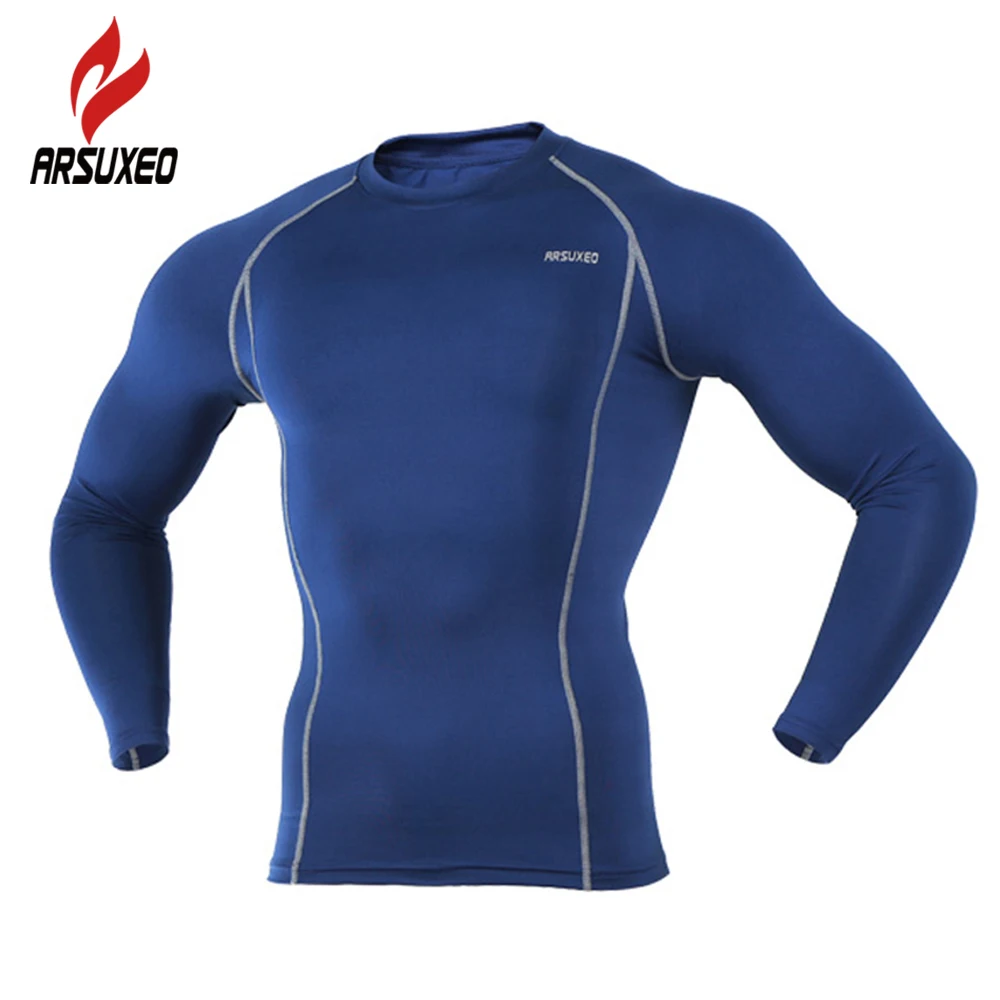 Mens Compression Tight Long Sleeve T-Shirt Quick Dry Fitness Cycling training